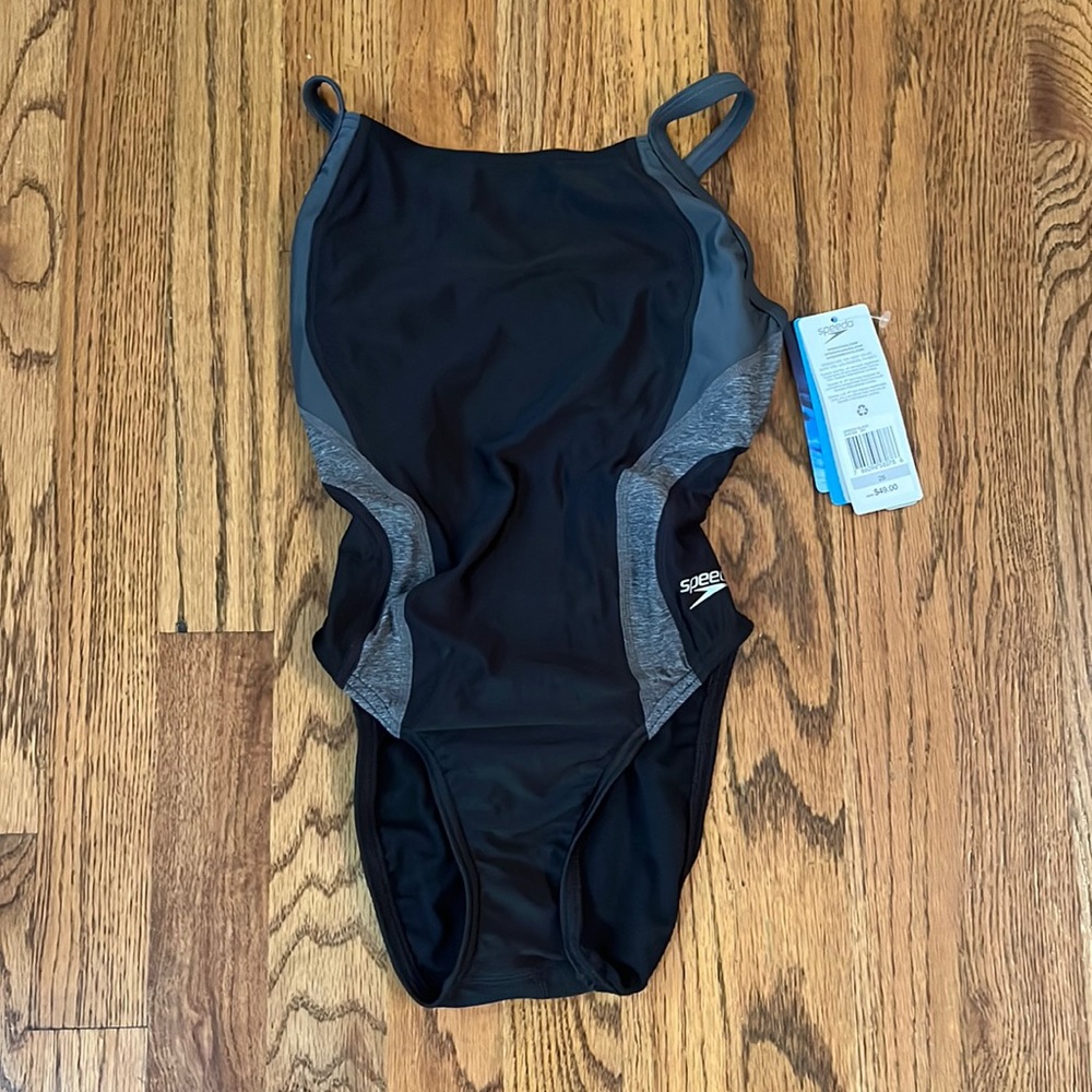 Black racer back Speedo swimsuit - brand new with tags